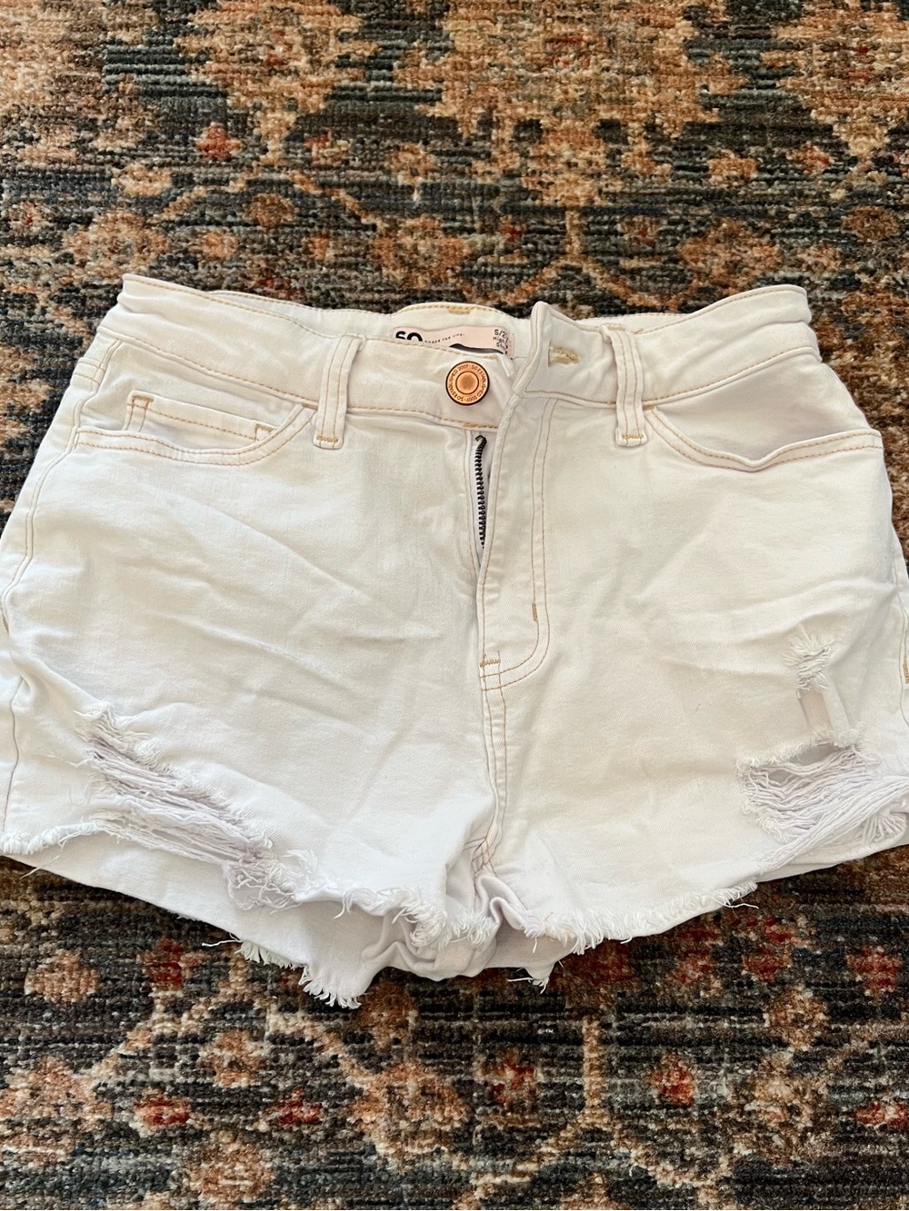 SO White Distressed Denim Cutoff Shorts